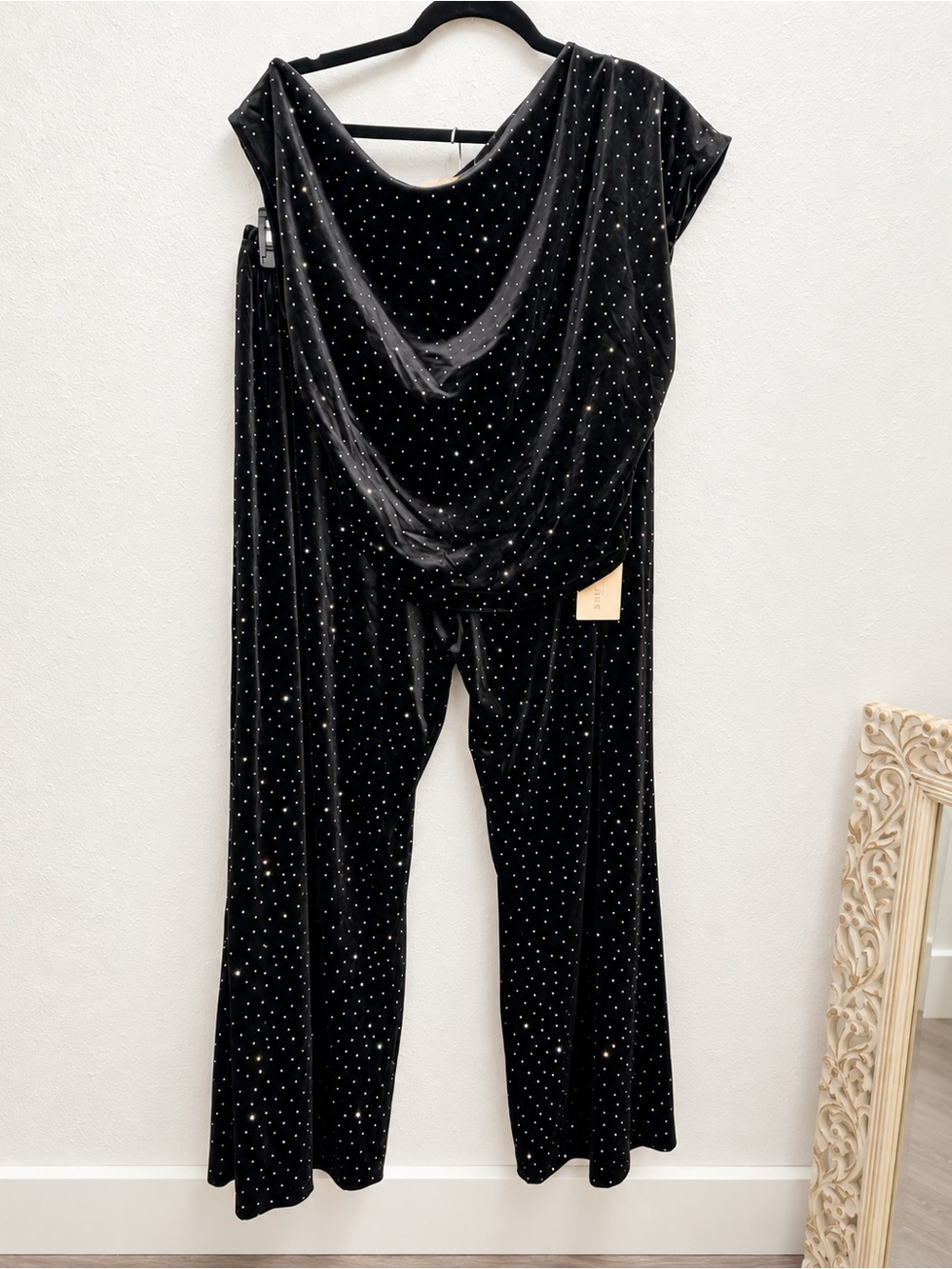 Black Velvet Wide-Leg with Stud set